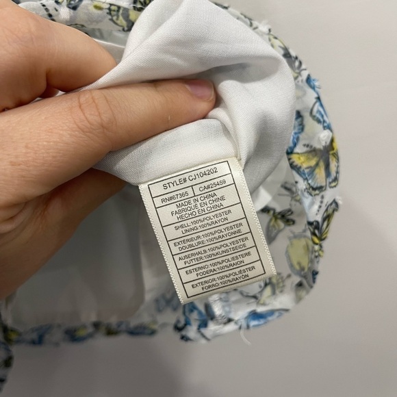 Cupcakes & Cashmere Rusty Swiss Dot Chiffon Tank Ruffle Size XS Butterfly Print - Picture 7 of 8